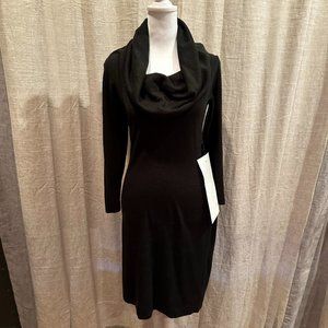Connected Apparel Black Cowl Neck Sweater Dress Small